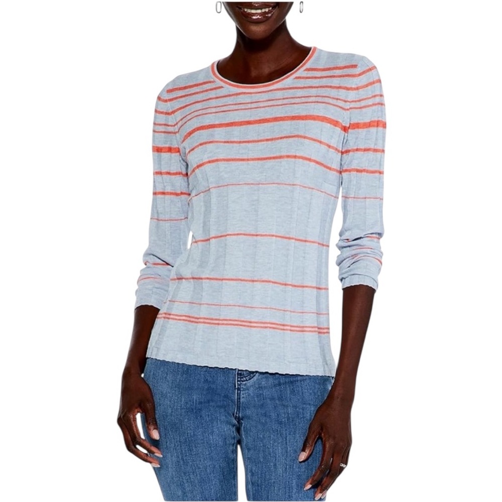 NWT Nic + Zoe Reflecting Rays Rib Sweater in Light Blue Size XXL‎